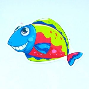 Fish Tropical Ocean Water Fish Cartoon Style Single Decor Sticker